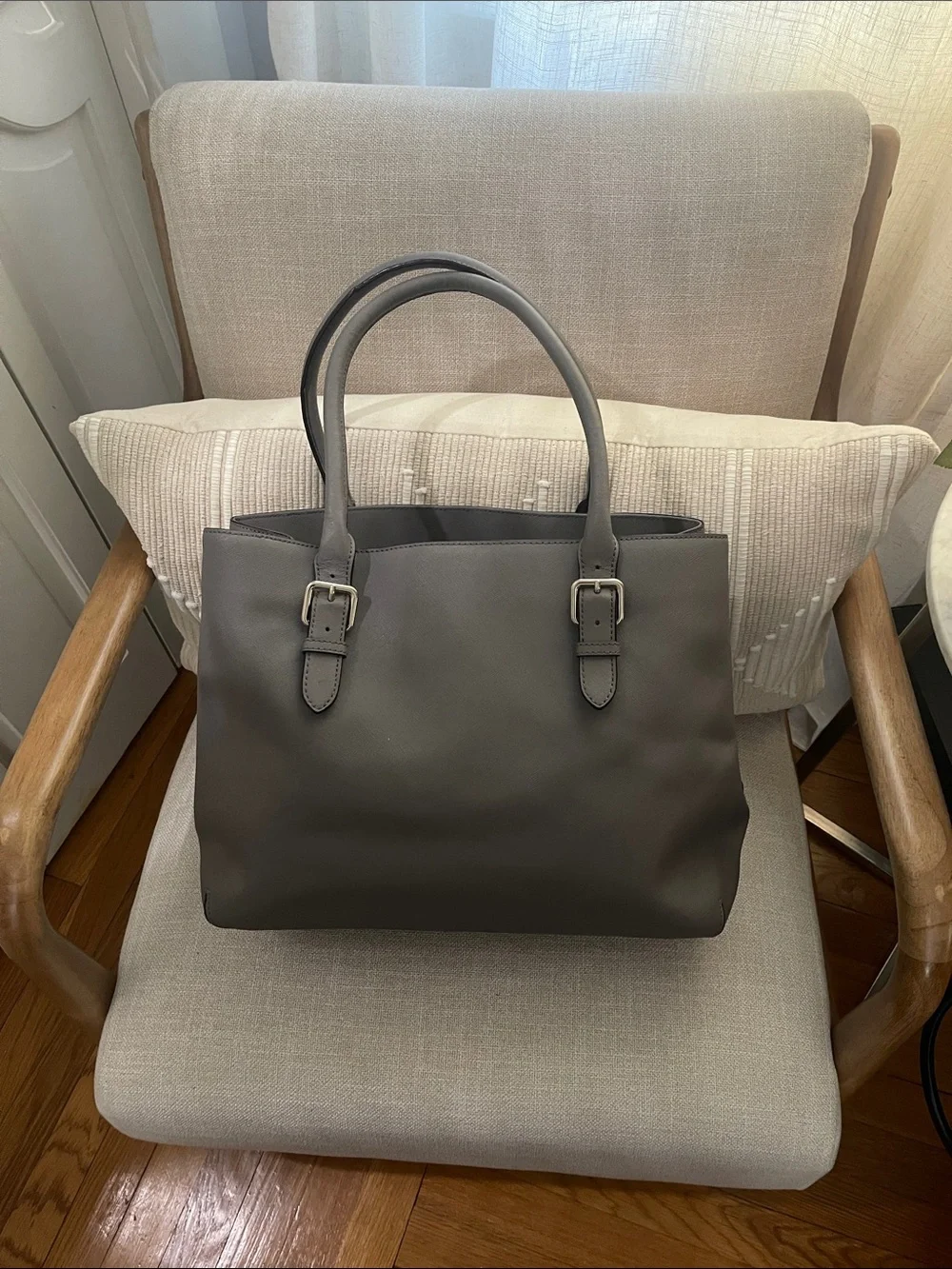 kate spade Gray Leather Satchel with Double Handles